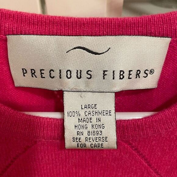 Precious Fibers Top Women L Pointelette Cashmere Pink Diamond Short Sleeve - Picture 4 of 5